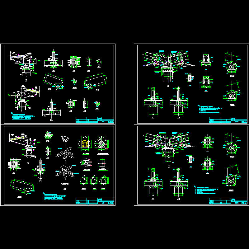 雨篷钢结构节点构造CAD详图纸 - 1