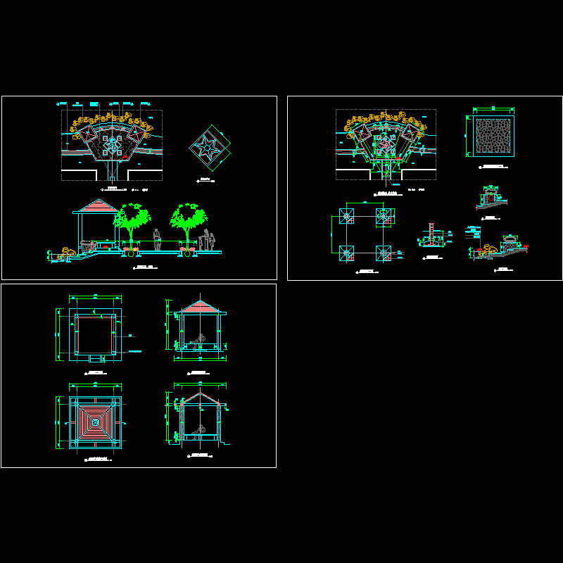 景观亭施工CAD图纸 - 1