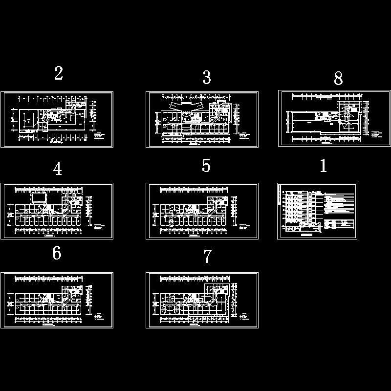 8层医院电气消防设计CAD施工图纸，共8张 - 1