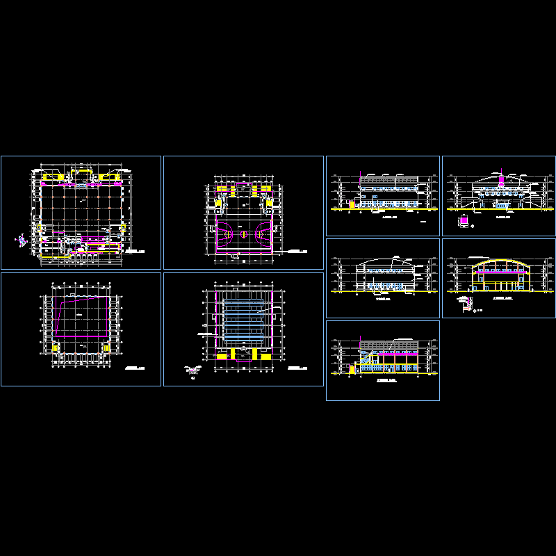 某学校体育馆建筑设计方案_平面图和剖面cad图 - 1