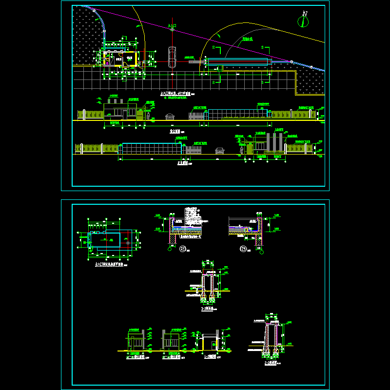 厂区大门建筑设计方案设计图纸.dwg - 1