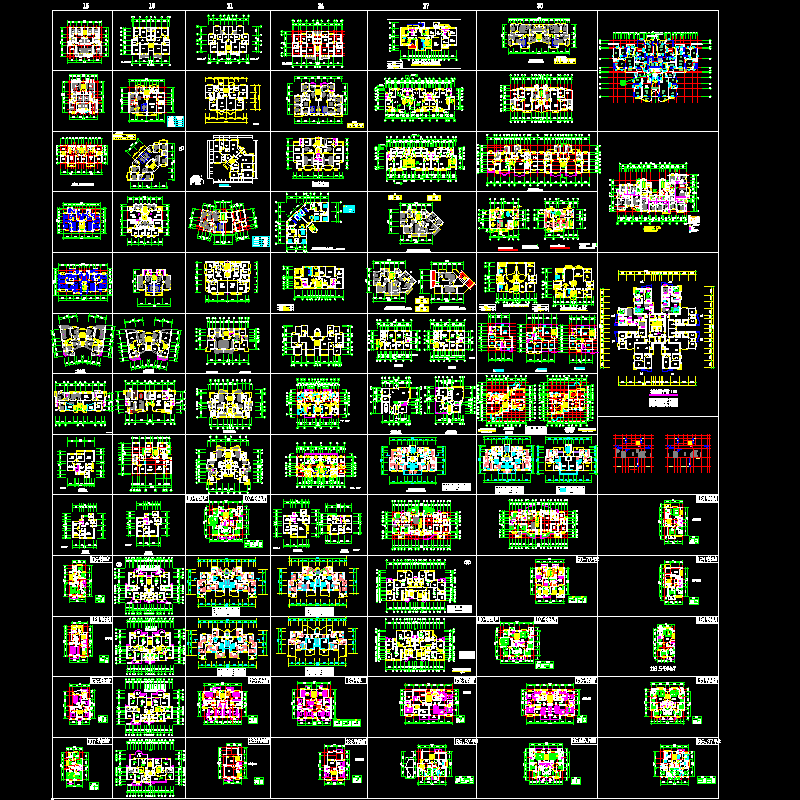 一梯二户住宅户型平面CAD图纸集(小户型)(dwg) - 1