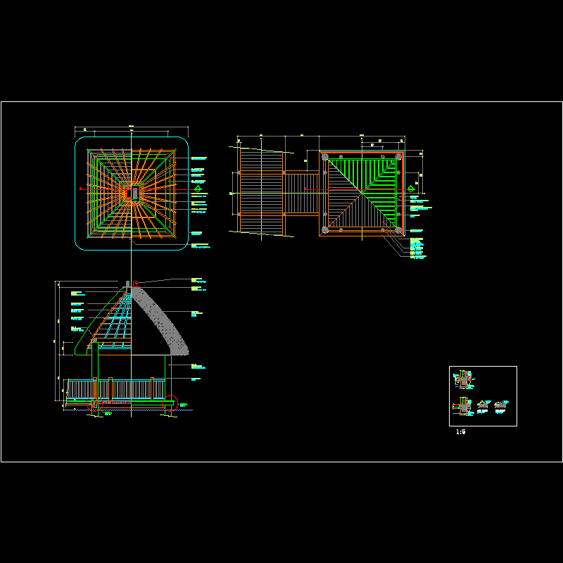 现代方亭的建筑CAD图纸及结构CAD图纸 - 1