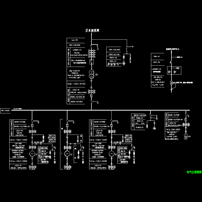 小水电站电气主接线CAD图纸 - 1