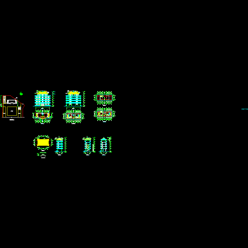 藏经楼建筑方案设计图纸，共8张.dwg - 1