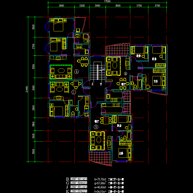 塔式多层一梯四户户型图纸.dwg - 1