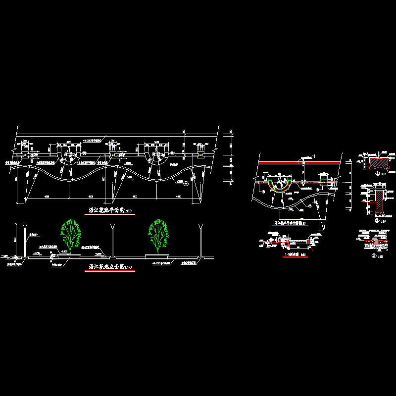 沿江花池施工CAD图纸 - 1