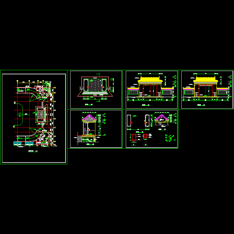 古建大门全套施工CAD图纸 - 1