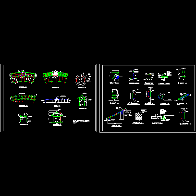 亭廊全套施工CAD图纸，含节点图纸 - 1