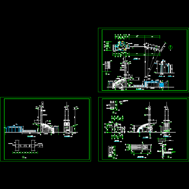 中学大门建筑设计方案.dwg - 1