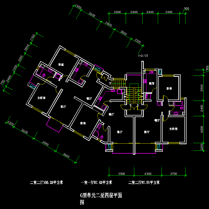 二室二厅100平米n21.dwg