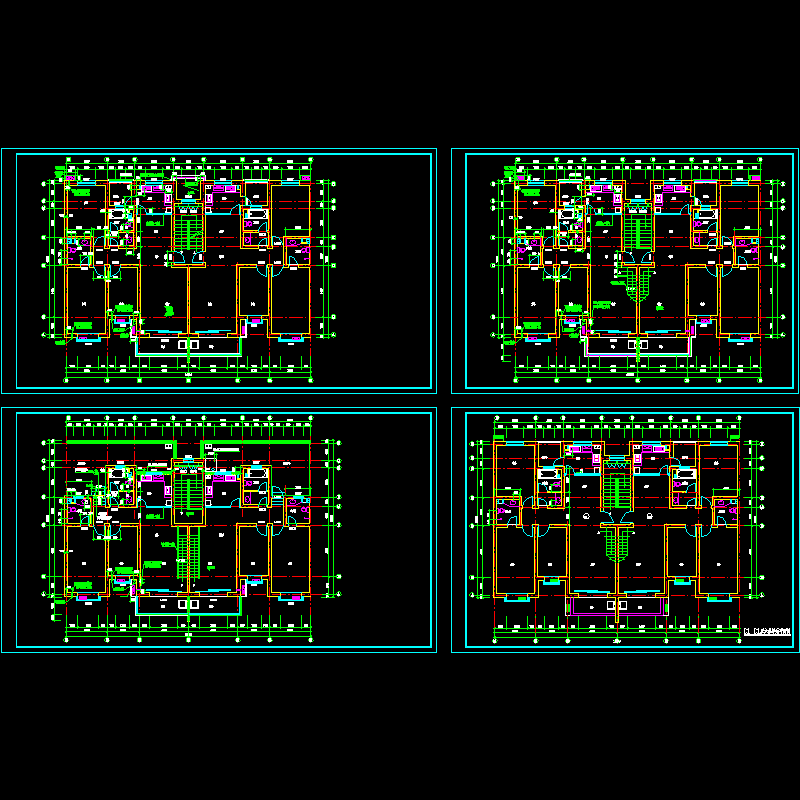 住宅平面户型设计CAD图纸(dwg) - 1