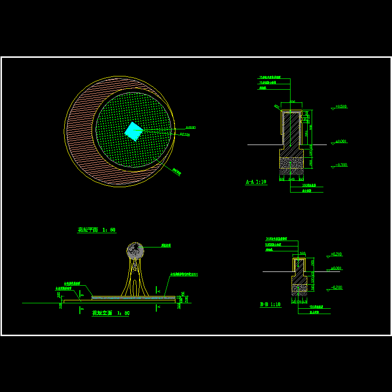 广场花坛施工CAD图纸 - 1