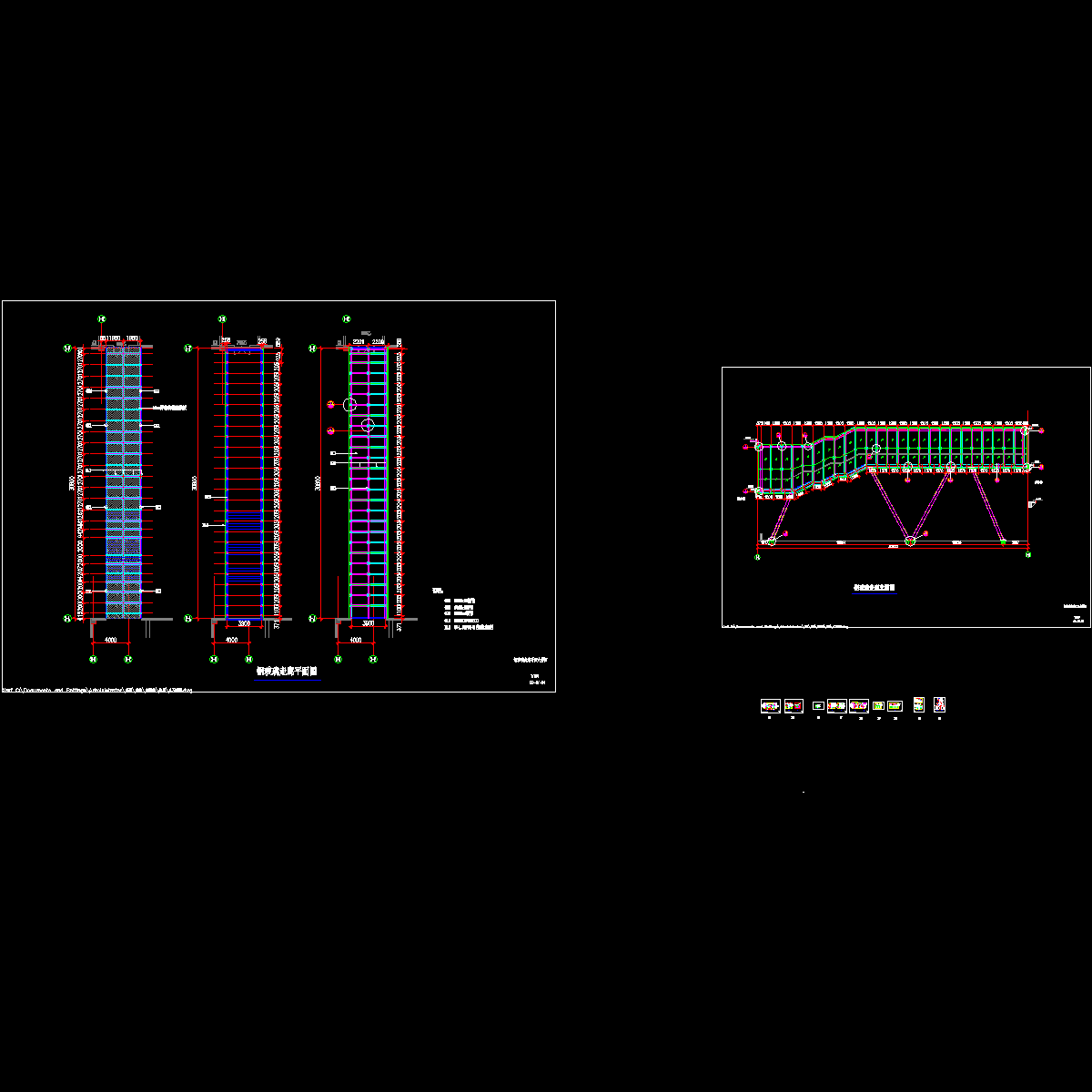 钢玻璃走廊结构CAD施工图纸.dwg - 1