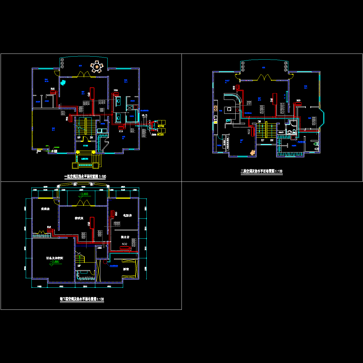 别墅建筑中央空调工程系统设计CAD施工图纸.dwg - 1