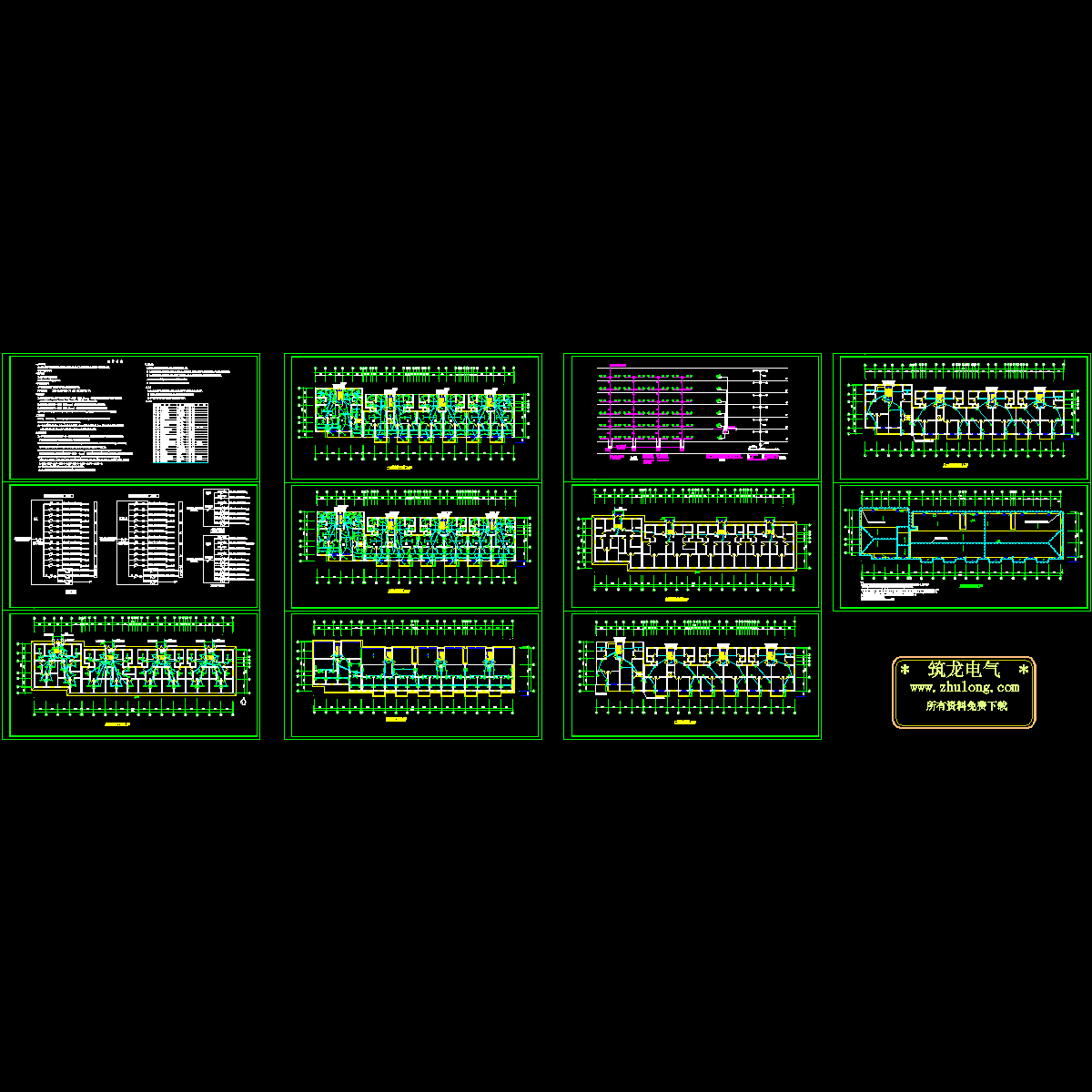 6层住宅楼电气设计CAD施工图纸，共12张 - 1