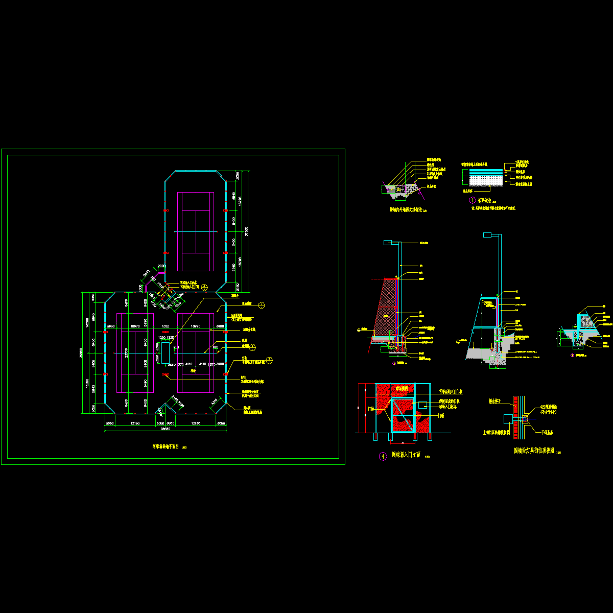 网球场设计CAD施工图纸（场地做法）.dwg - 1