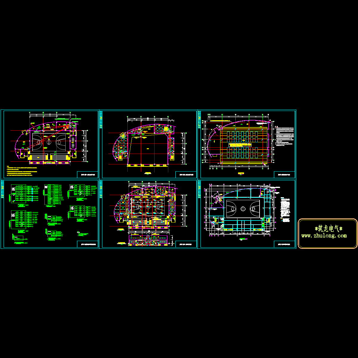 中学室内篮球馆电气图纸，共6张.dwg - 1