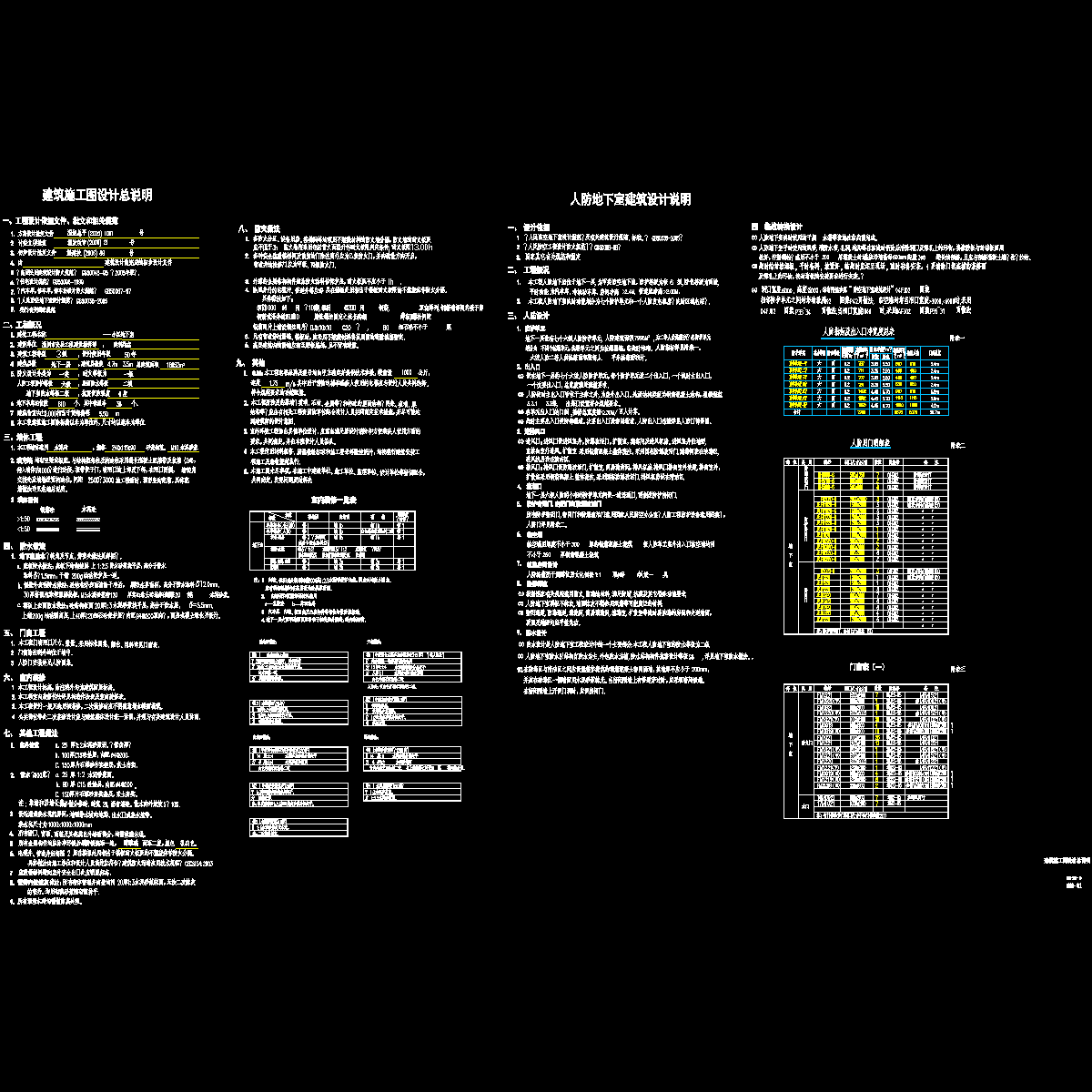 安居工程小区地下室建筑施工CAD图纸设计说明.dwg - 1