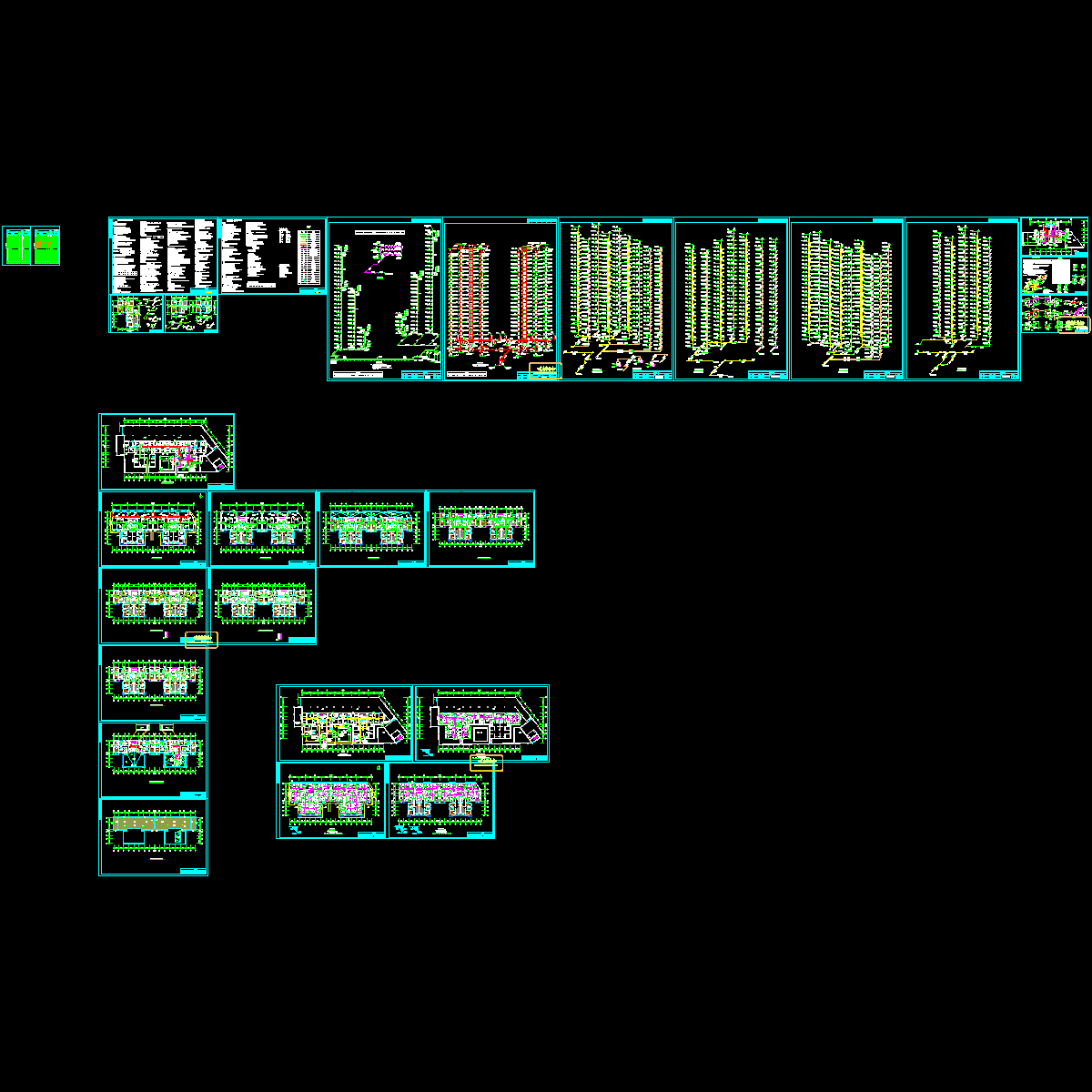 地上25层住宅楼给排水施工cad图和给水、污水、有压废水系统图 - 1