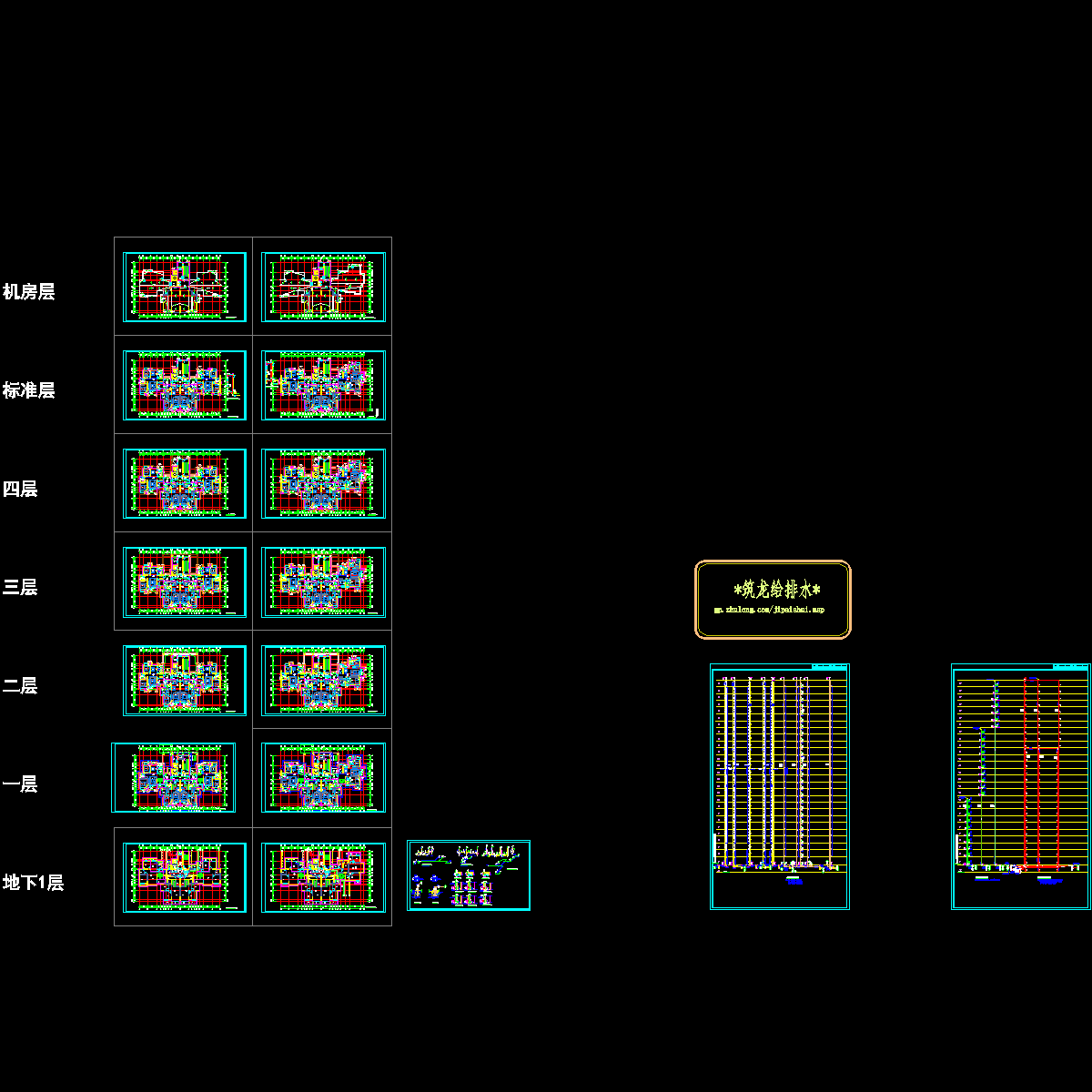 27层住宅楼全套给排水施工cad图纸和给水立管原理图 - 1