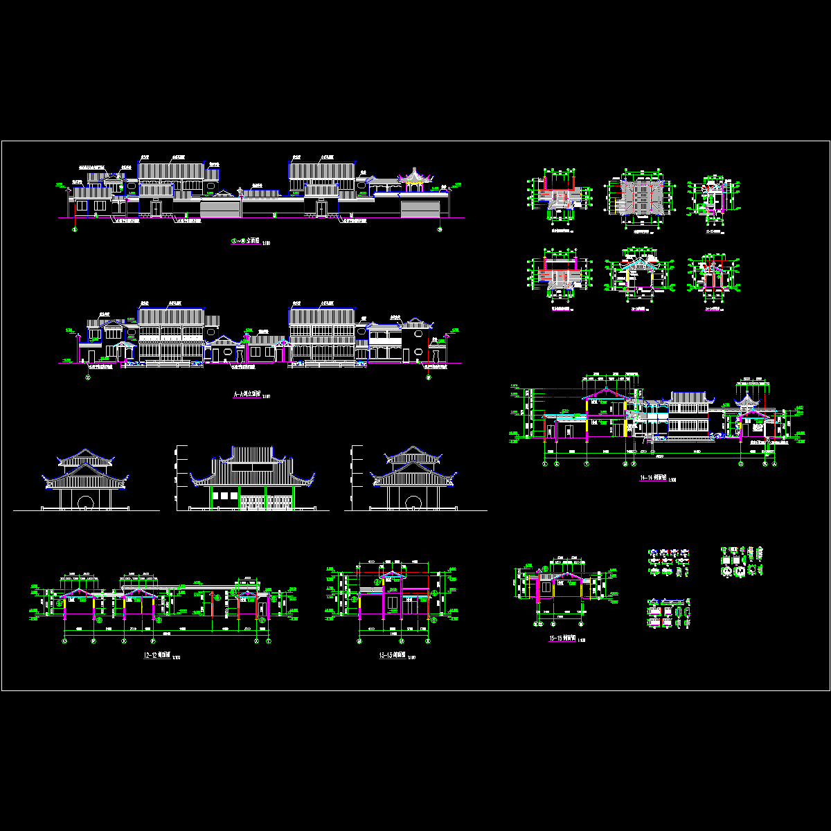 综合性园林古建筑成套图纸（包括水榭、亭子等）.dwg - 1