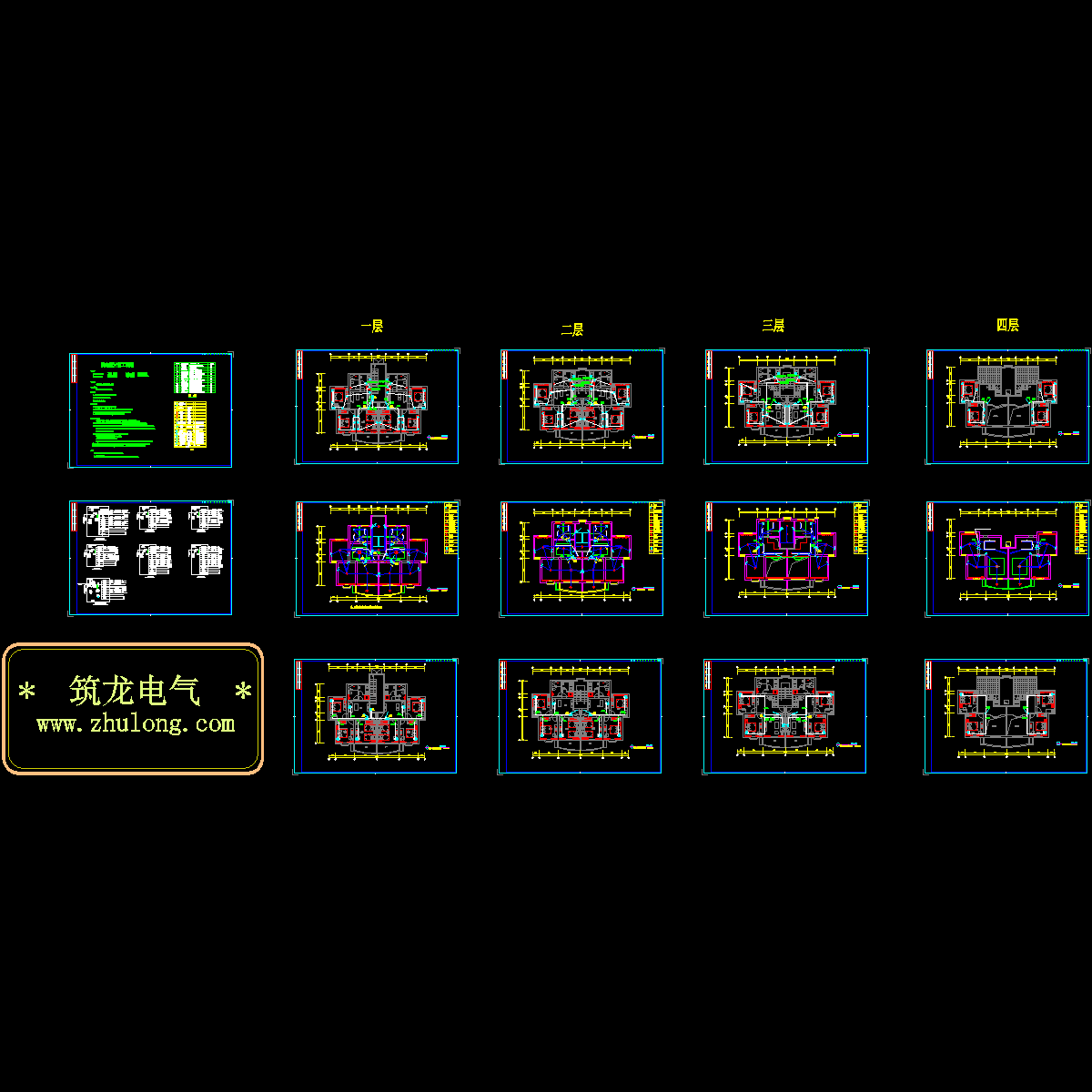 3层宿舍楼强电设计CAD图纸 - 1