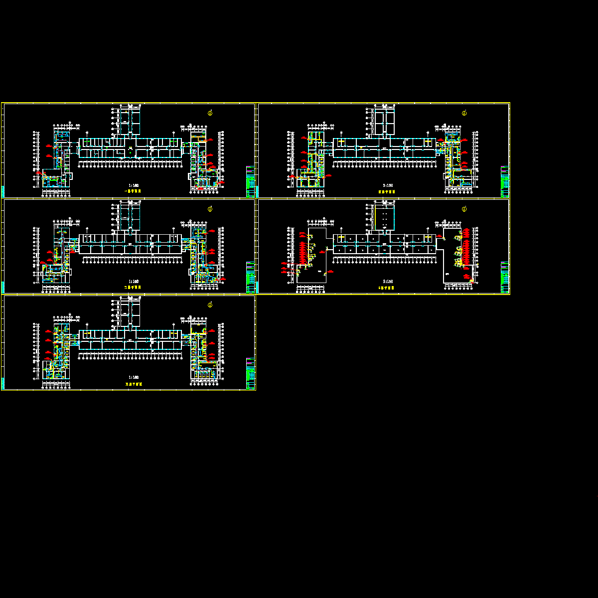 5层实验楼通风设计CAD施工图纸，共5张.dwg - 1