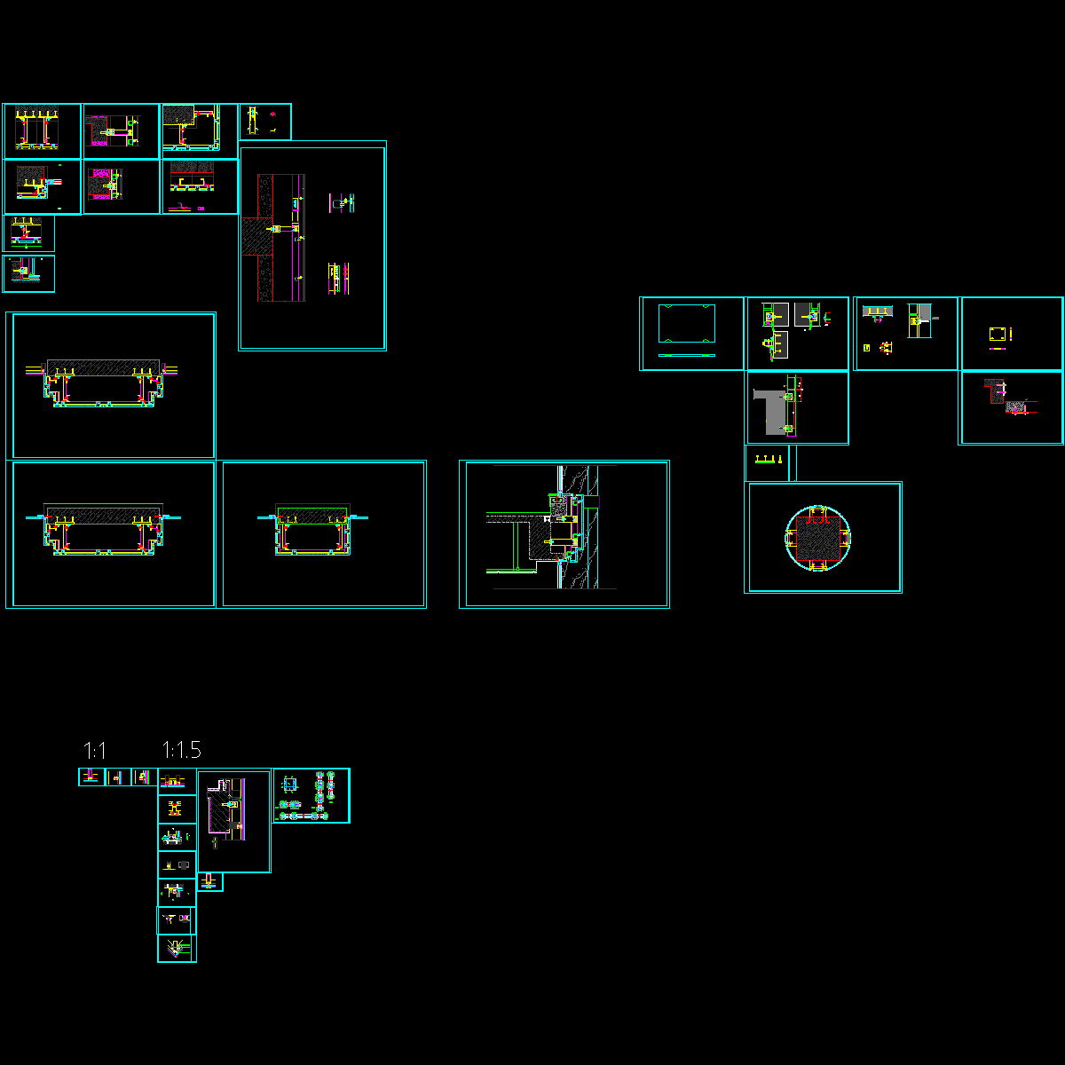 多个石材玻璃幕墙节点CAD详图纸.dwg - 1