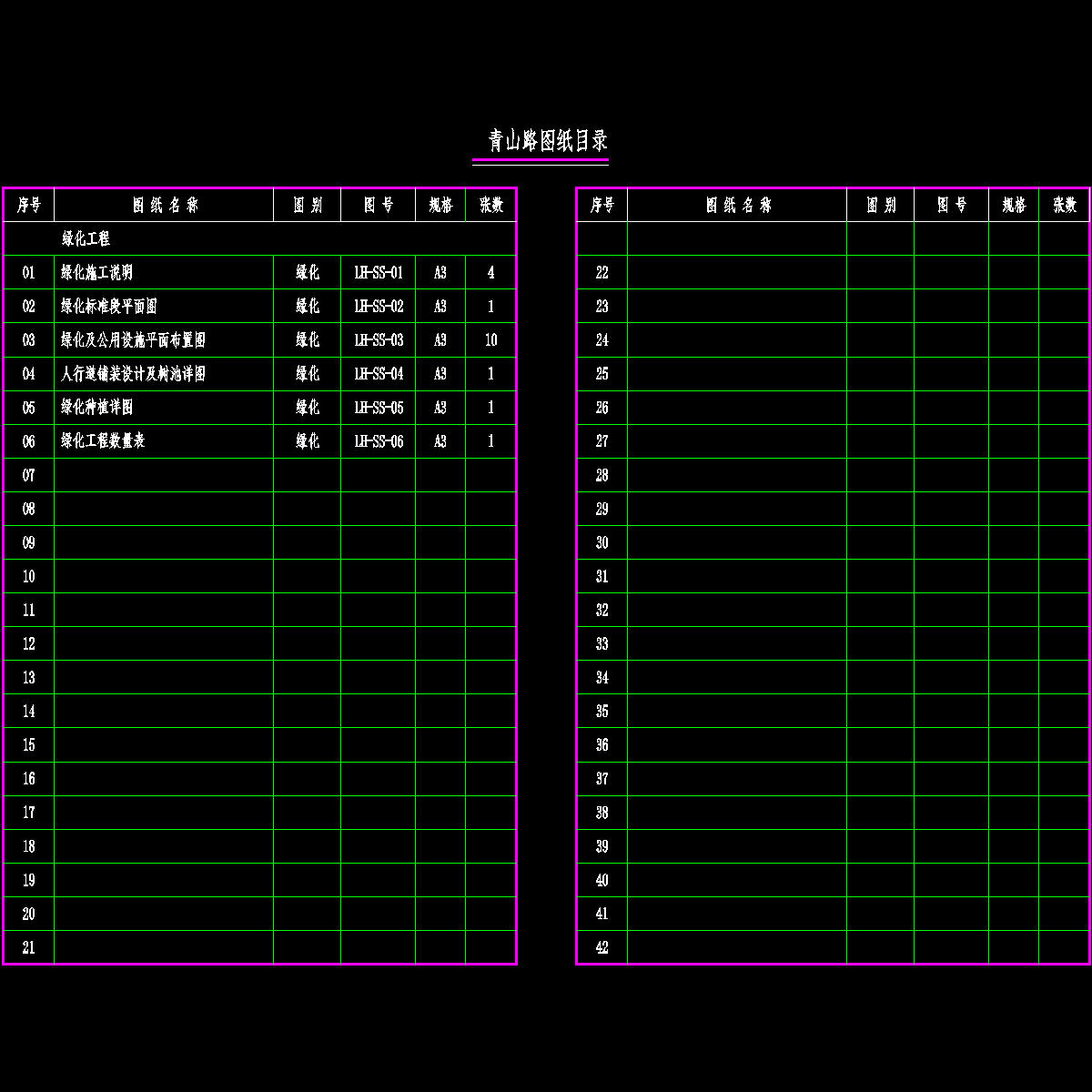 00绿化图纸目录.dwg