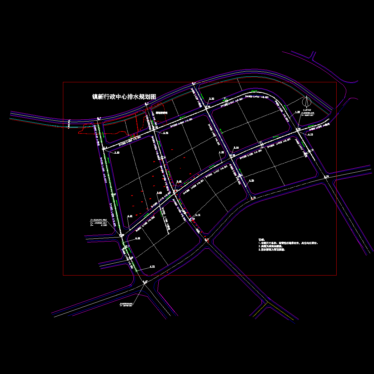 镇新行政中心排水规划图纸.dwg - 1