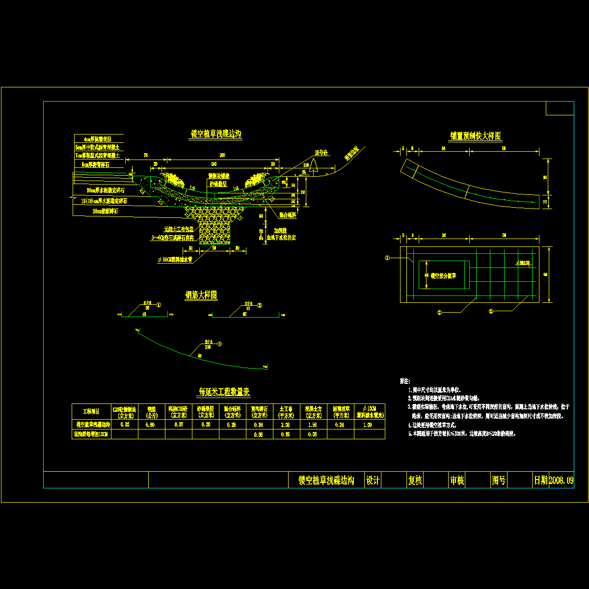 道路工程镂空植草浅碟边沟设计图纸.dwg - 1