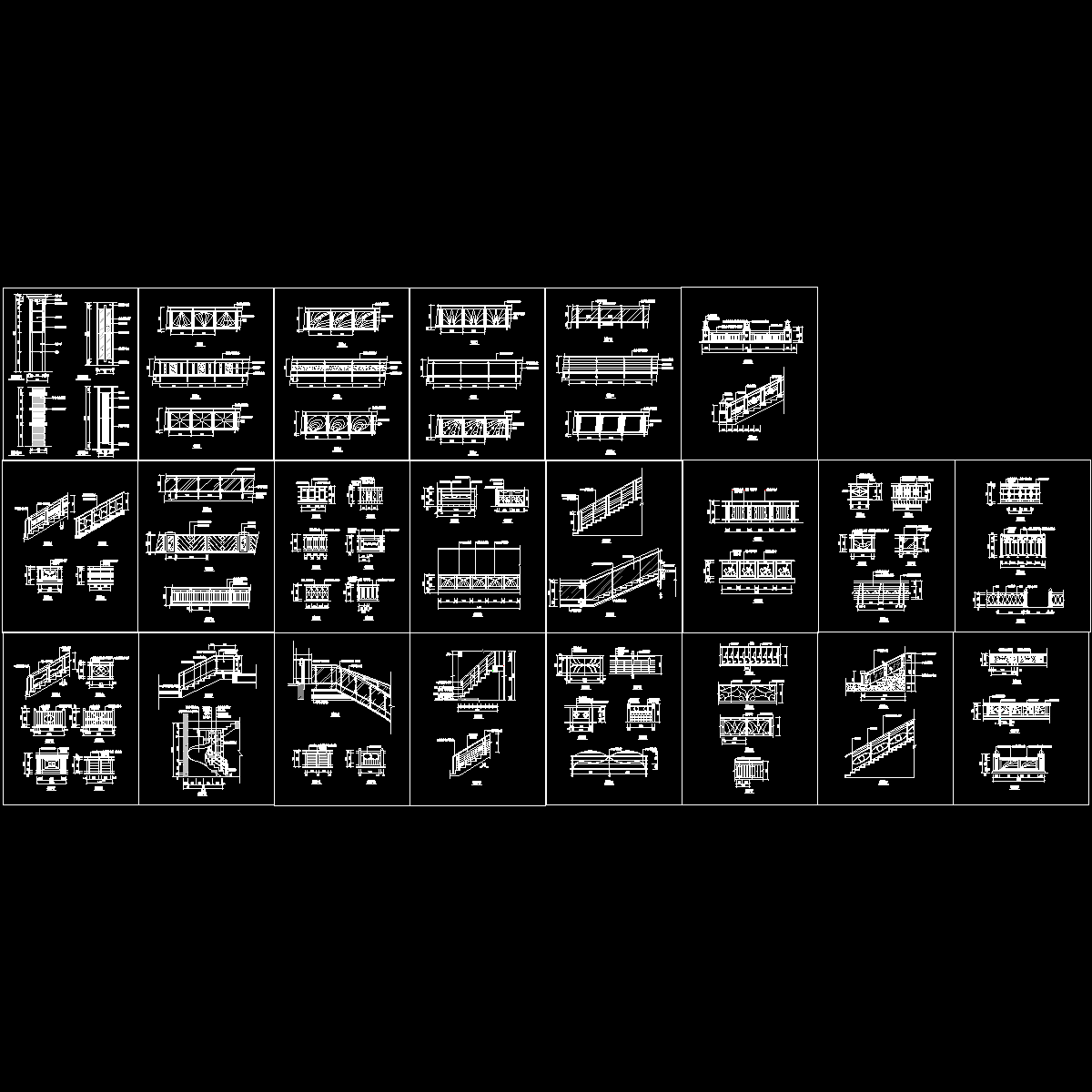 装饰栏杆施工节点构造CAD详图纸（多款）.dwg - 1