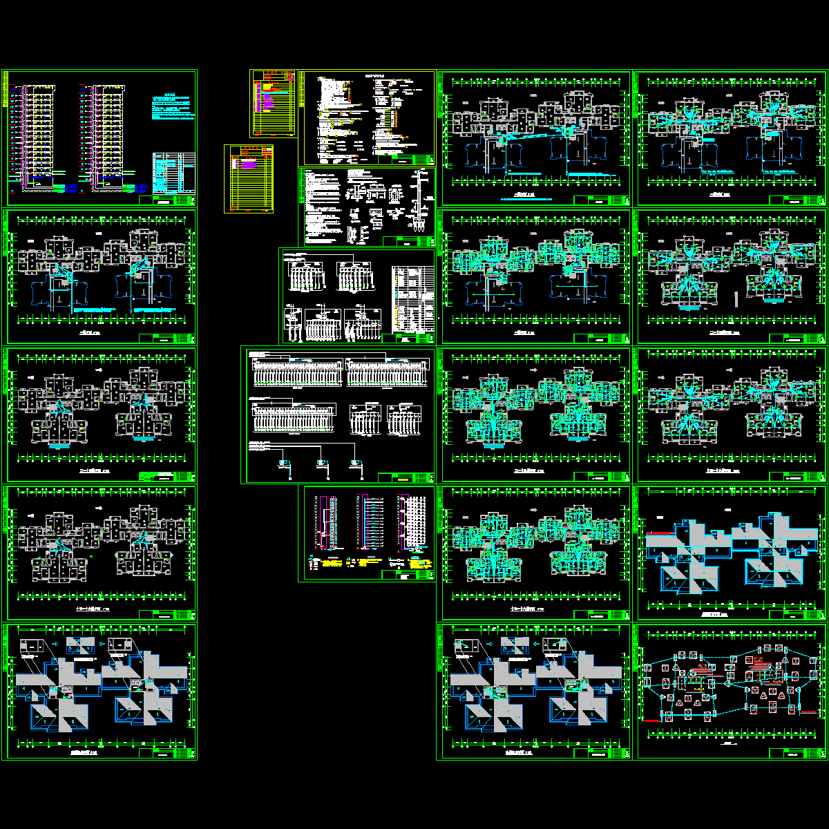 小区16层住宅楼强弱电设计CAD图纸，共22张 - 1