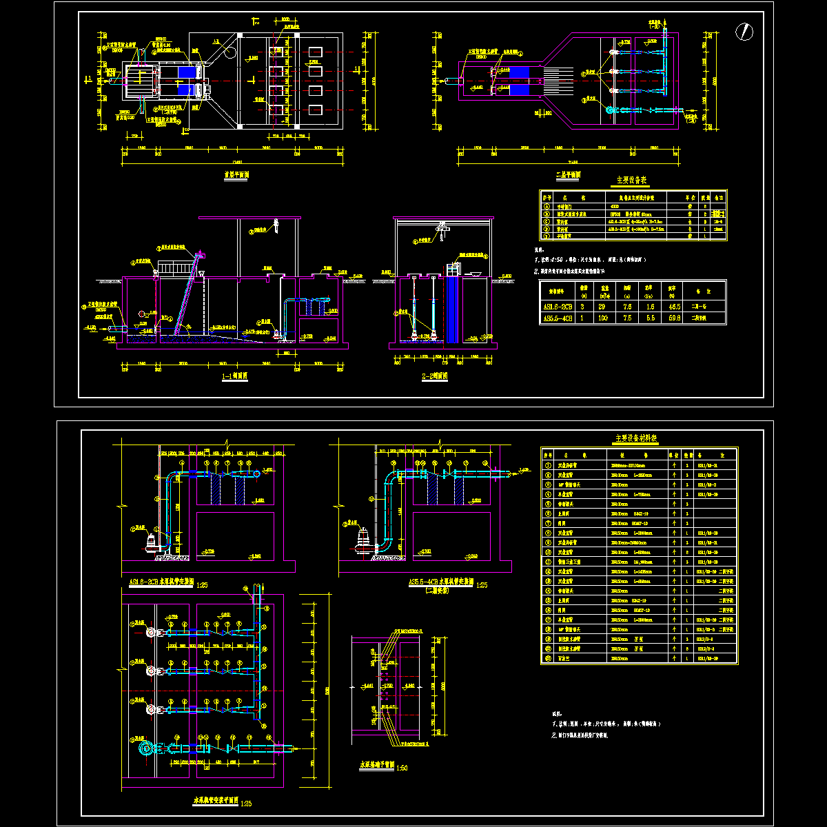 污水厂进水泵房设计CAD施工图纸.dwg - 1