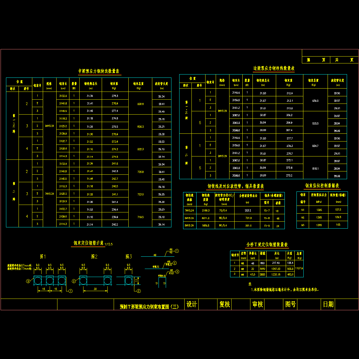 07预制t形梁预应力钢束数量表.dwg