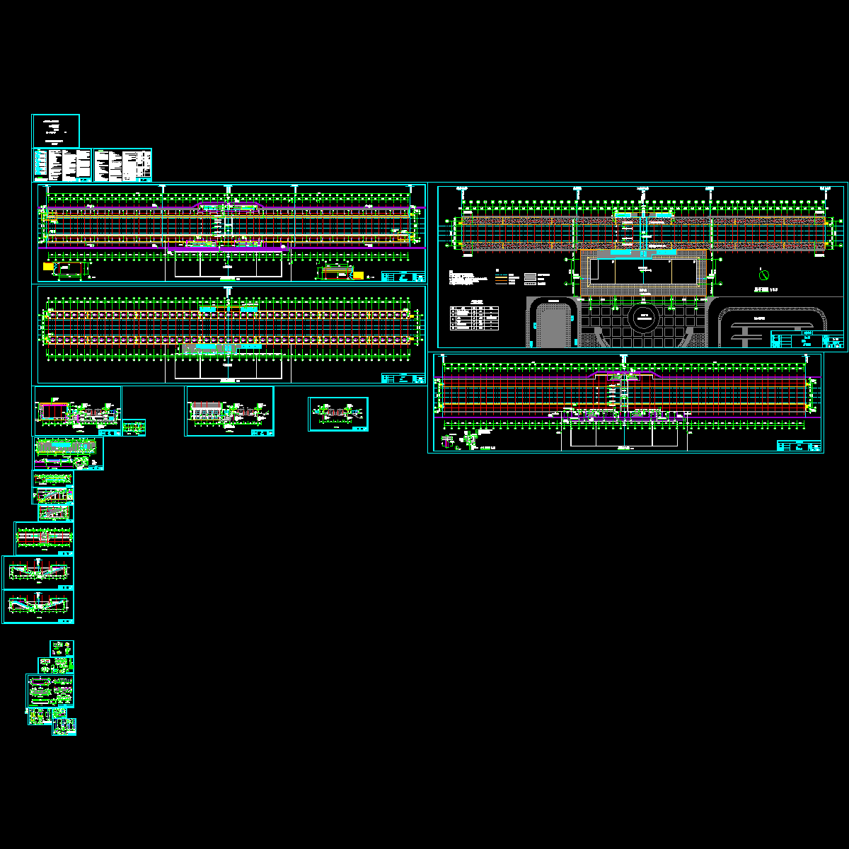 8100平米铁路车站雨棚CAD施工图纸（雨棚长度450m）.dwg - 1