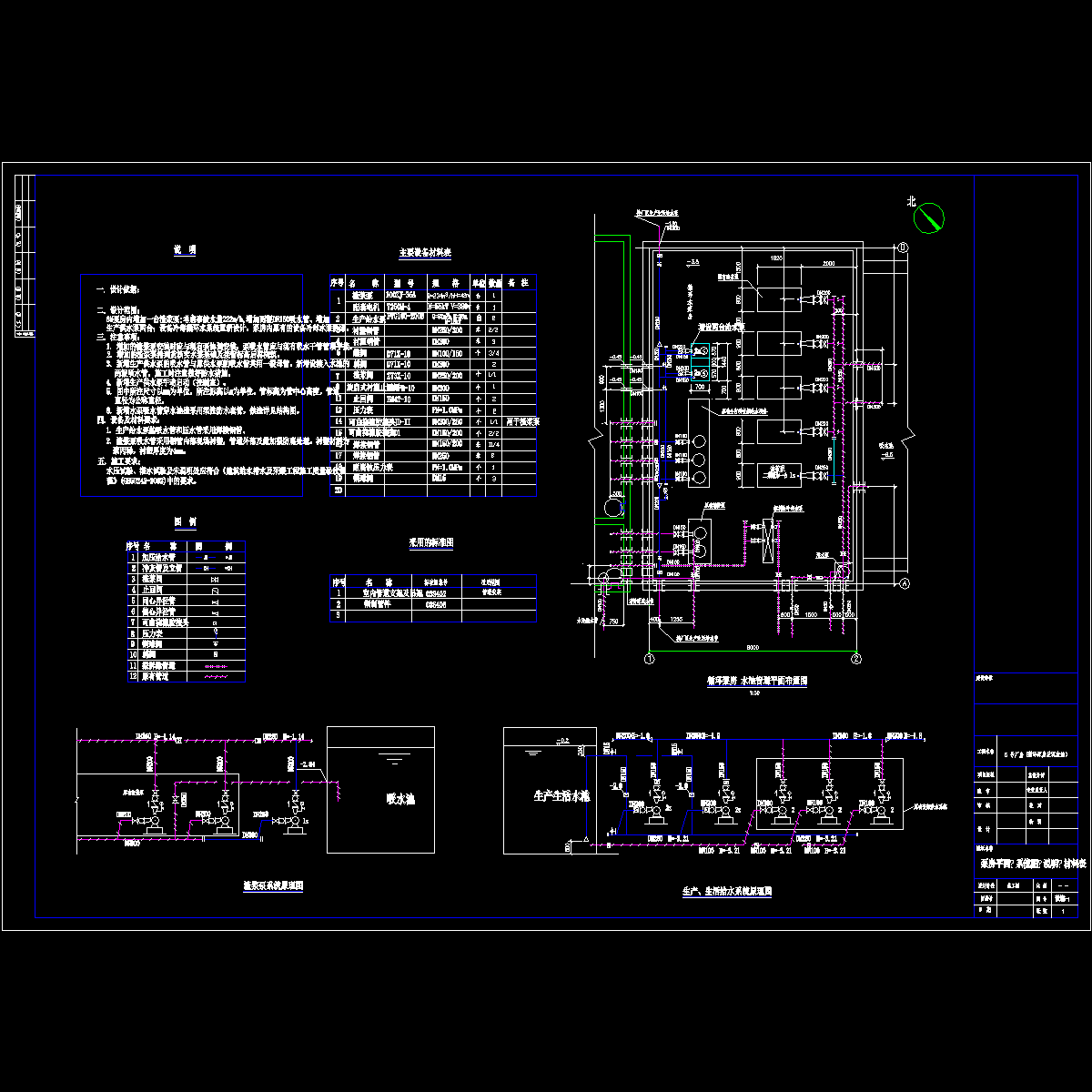 热源厂泵房CAD施工图纸.dwg - 1