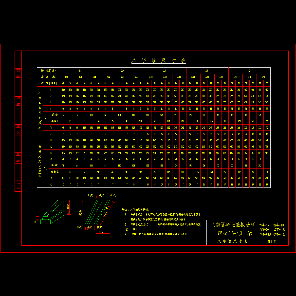 八字墙尺寸表.dwg