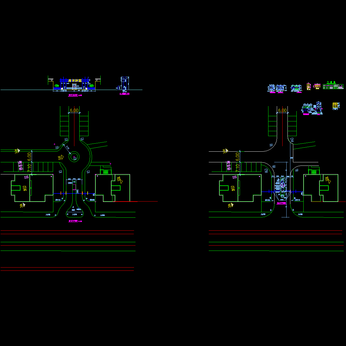 花园住宅小区大门和岗亭设计CAD图纸.dwg - 1