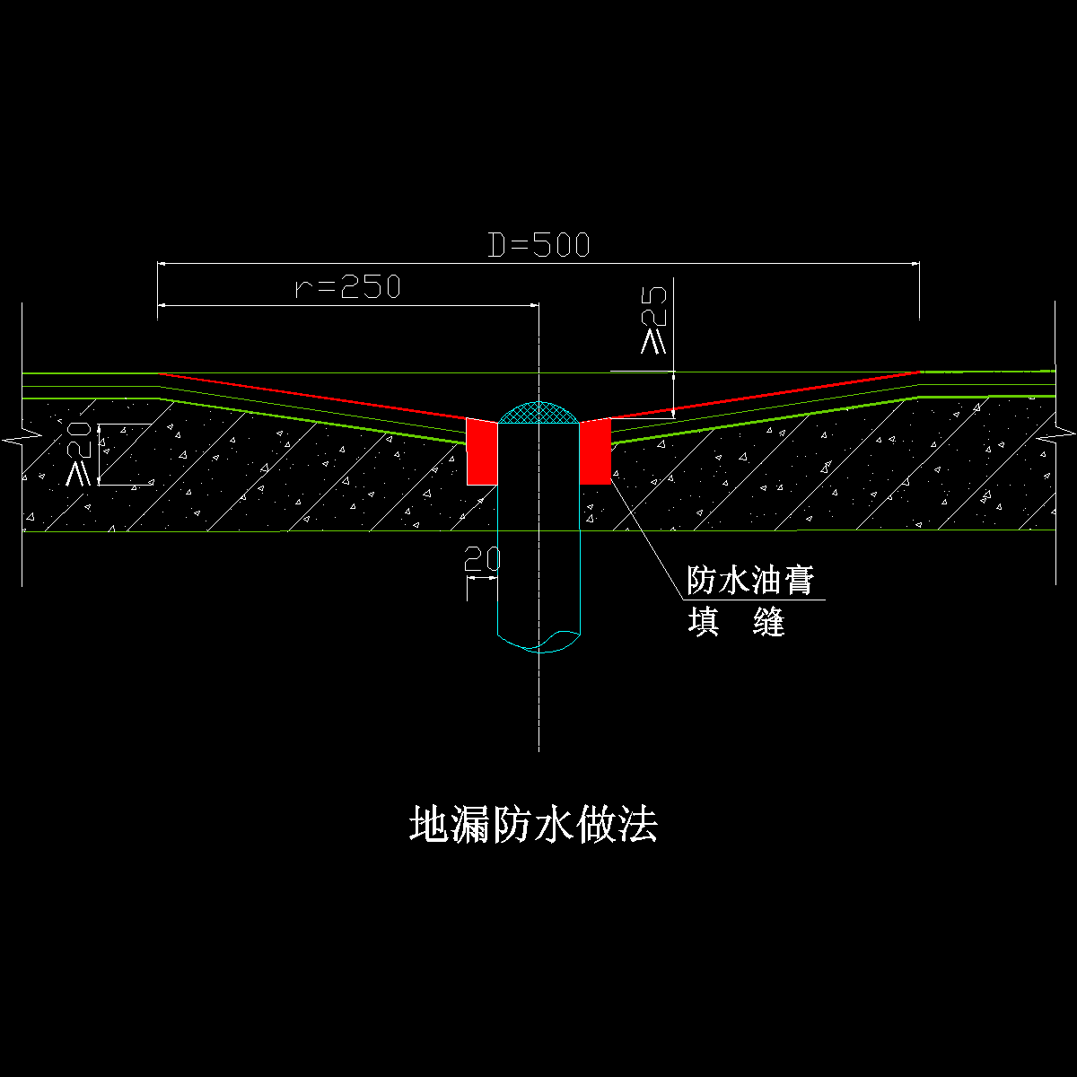 地漏防水做法cad详图 - 1