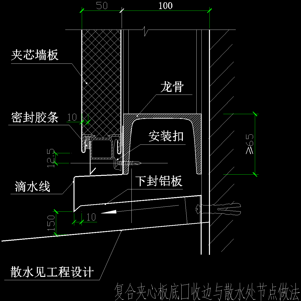 复合夹心板底口收边与散水处节点做法_cad - 1