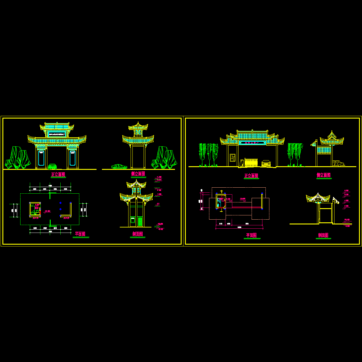 仿古牌楼设计施工方案图纸_CAD.dwg - 1