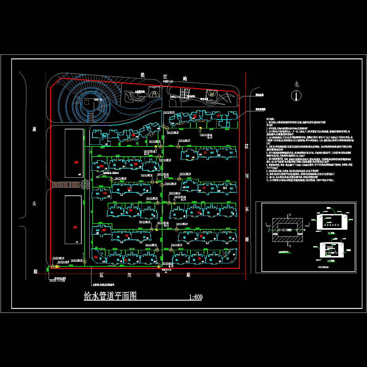 小区室外给水平面图纸. - 1