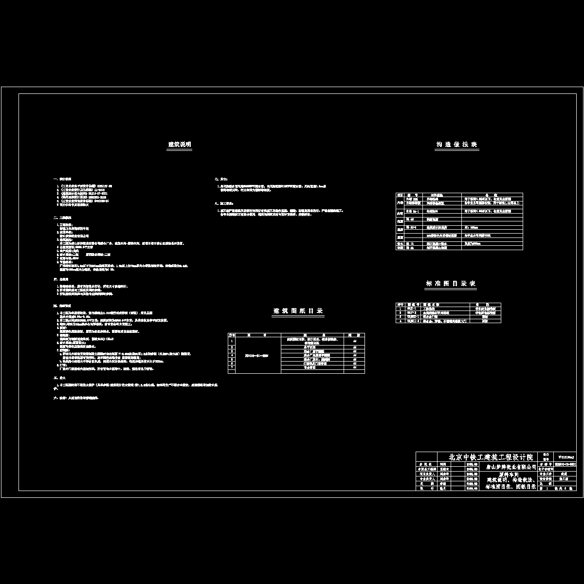 6.1原料车间建筑说明构造做法标准图目录图纸目录.dwg