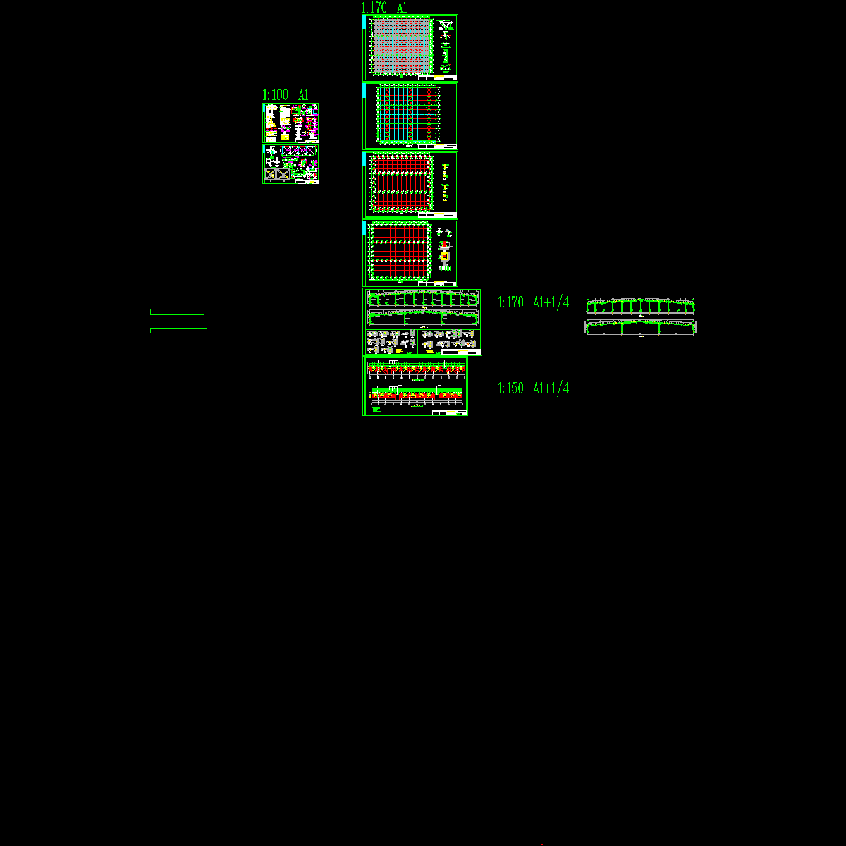 钢结构纸品加工厂多跨门刚结构施工方案大样图CAD.dwg - 1