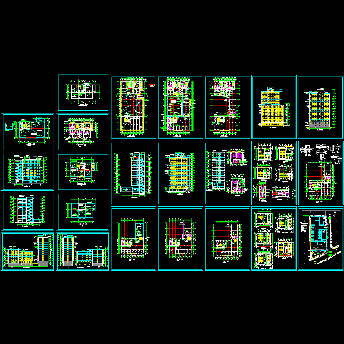 13层宾馆建筑施工图纸_标准层平面图_立面图_剖面图_节点详图_cad - 1