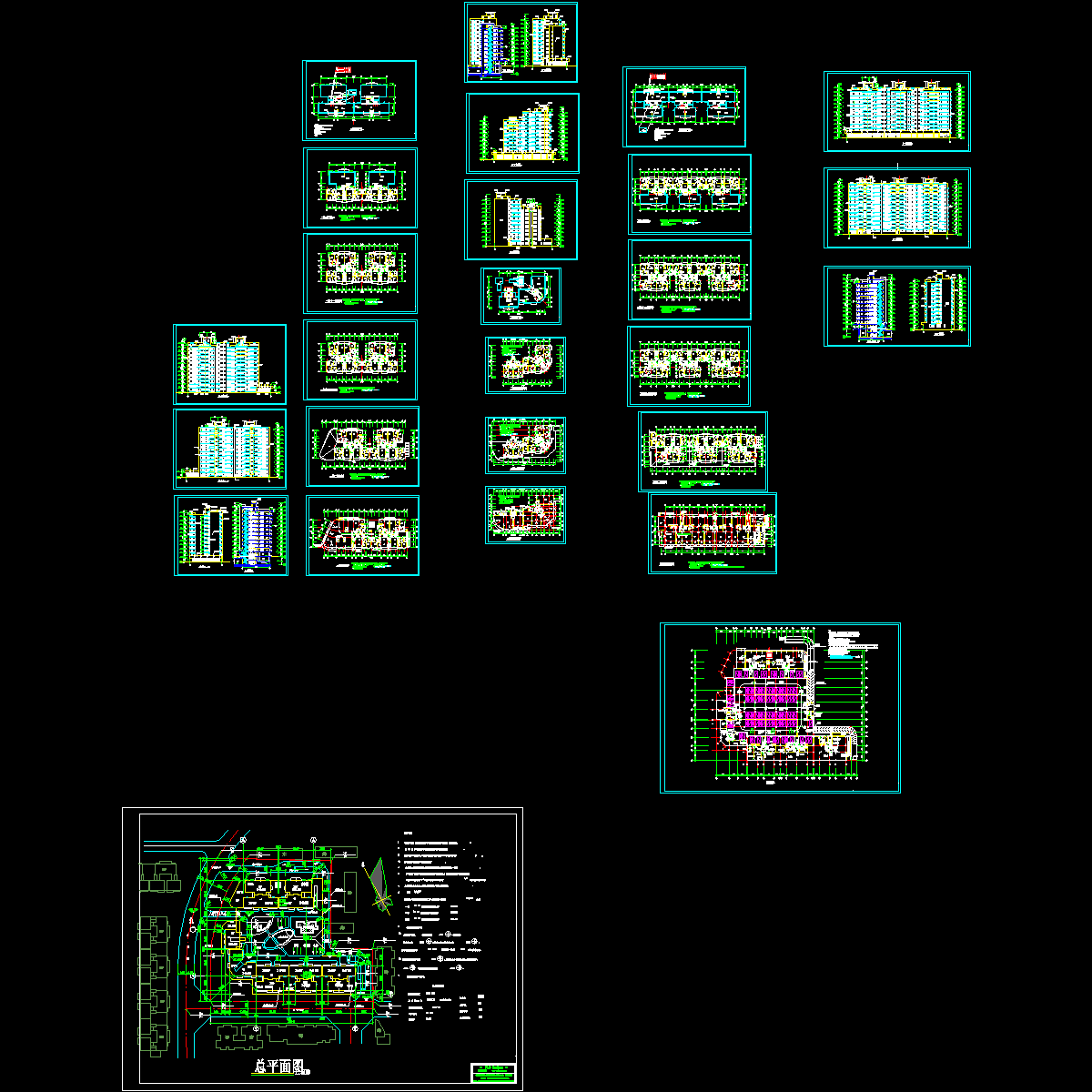 高层小区住宅楼户型设计图纸.dwg - 1