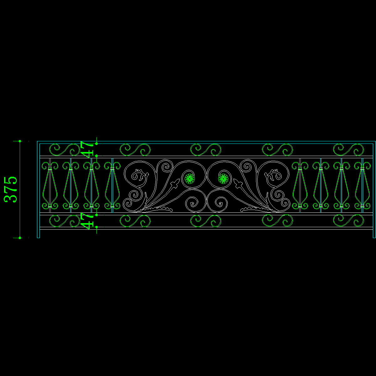 铁艺栏杆标准段设计图纸1 - 1