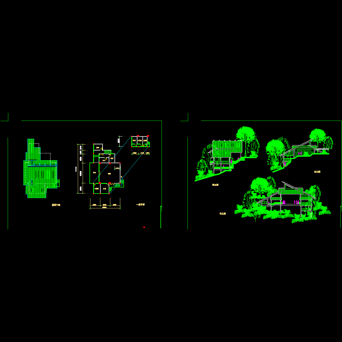 风景区旅游区服务中心方案设计图纸_平面图_立面图_cad - 1